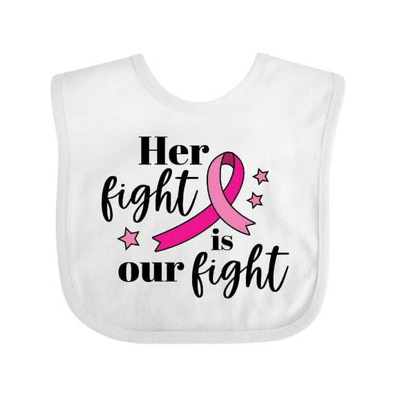 Inktastic Breast Cancer Awareness Her Fight is our fight Boys or Girls Baby Bib