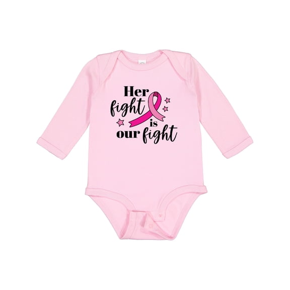 Inktastic Breast Cancer Awareness Her Fight is our fight Boys or Girls Long Sleeve Baby Bodysuit