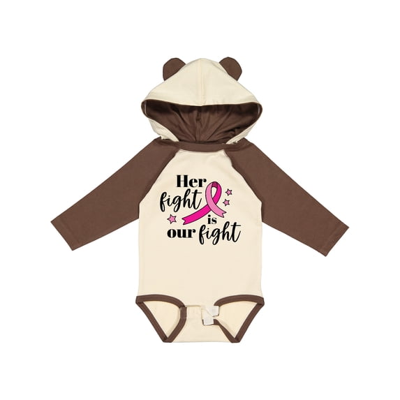 Inktastic Breast Cancer Awareness Her Fight is our fight Boys or Girls Long Sleeve Baby Bodysuit