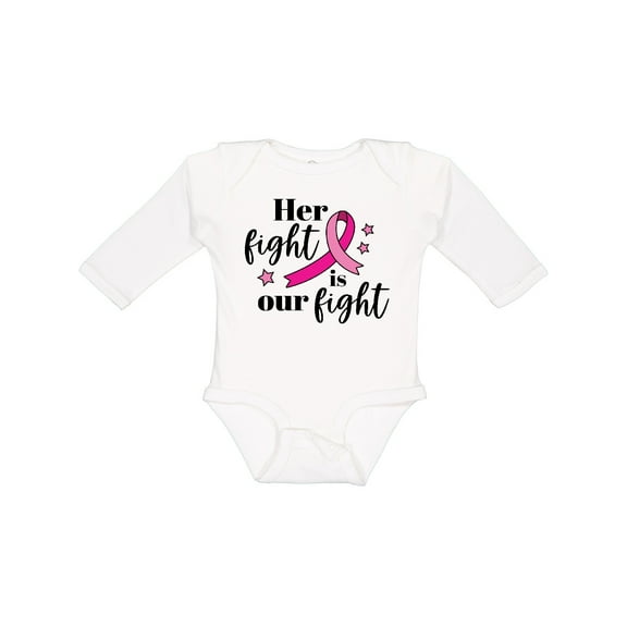 Inktastic Breast Cancer Awareness Her Fight is our fight Boys or Girls Long Sleeve Baby Bodysuit