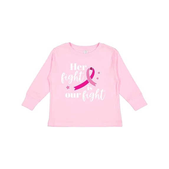 Inktastic Breast Cancer Awareness Her Fight is our fight Boys or Girls Long Sleeve Toddler T-Shirt