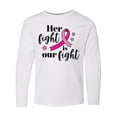 thumbnail image 1 of Inktastic Breast Cancer Awareness Her Fight is our fight Long Sleeve Youth T-Shirt, 1 of 5