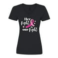 thumbnail image 1 of Inktastic Breast Cancer Awareness Her Fight is our fight Women's V-Neck T-Shirt, 1 of 5