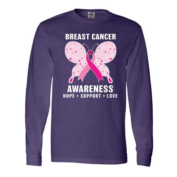 Inktastic Breast Cancer Awareness Hope Support and Love Long Sleeve T-Shirt
