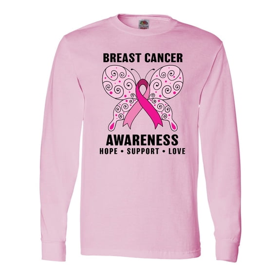 Inktastic Breast Cancer Awareness Hope Support and Love Long Sleeve T-Shirt
