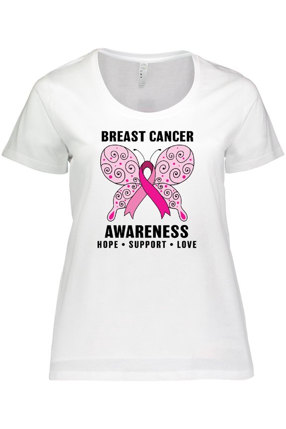 Breast Cancer Awareness Hope Support and Love Women's Plus Size T-Shirt