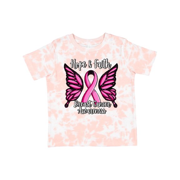 Inktastic Breast Cancer Awareness Hope and Faith with Butterfly Ribbon Girls Toddler T-Shirt