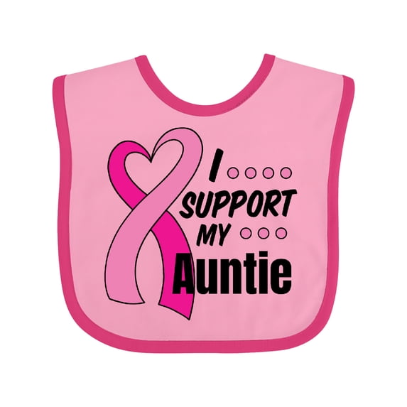 Inktastic Breast Cancer Awareness I Support My Auntie with Pink Ribbon Boys or Girls Baby Bib