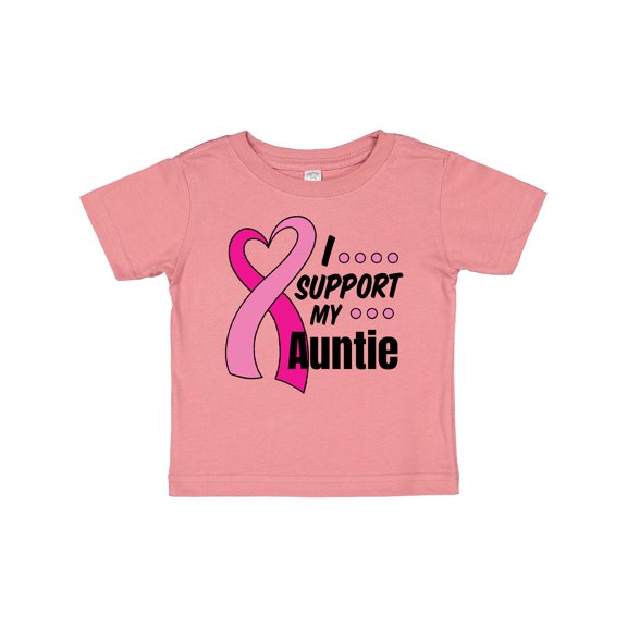 Inktastic Breast Cancer Awareness I Support My Auntie with Pink Ribbon Boys or Girls Baby T-Shirt