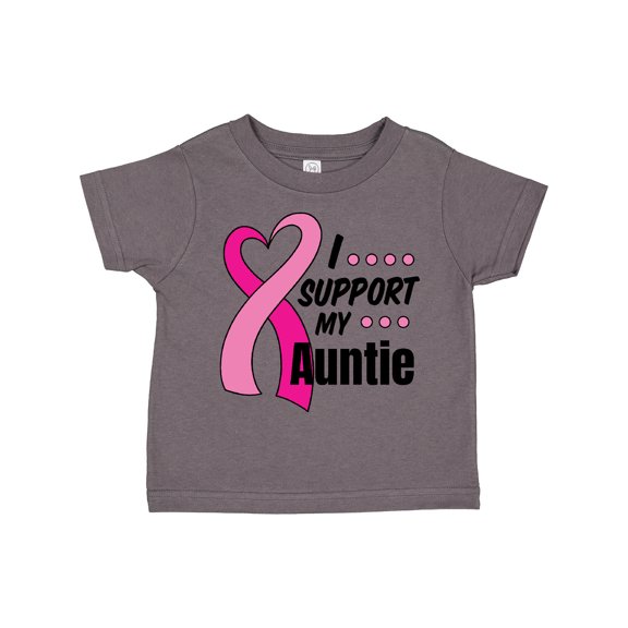 Inktastic Breast Cancer Awareness I Support My Auntie with Pink Ribbon Boys or Girls Toddler T-Shirt