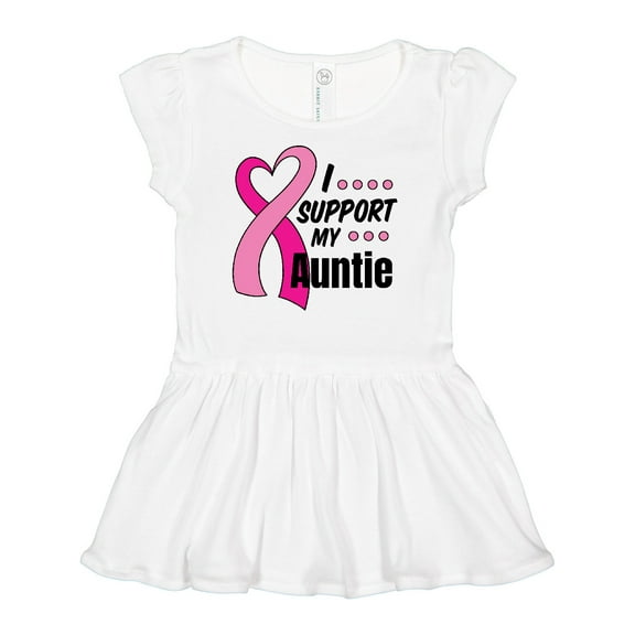 Inktastic Breast Cancer Awareness I Support My Auntie with Pink Ribbon Girls Baby Dress