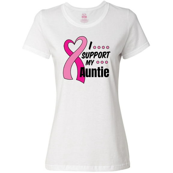 Inktastic Breast Cancer Awareness I Support My Auntie with Pink Ribbon Women's T-Shirt