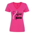 thumbnail image 1 of Inktastic Breast Cancer Awareness I Support My Auntie with Pink Ribbon Women's V-Neck T-Shirt, 1 of 5