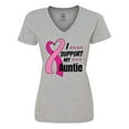 thumbnail image 1 of Inktastic Breast Cancer Awareness I Support My Auntie with Pink Ribbon Women's V-Neck T-Shirt, 1 of 5