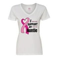 thumbnail image 1 of Inktastic Breast Cancer Awareness I Support My Auntie with Pink Ribbon Women's V-Neck T-Shirt, 1 of 5