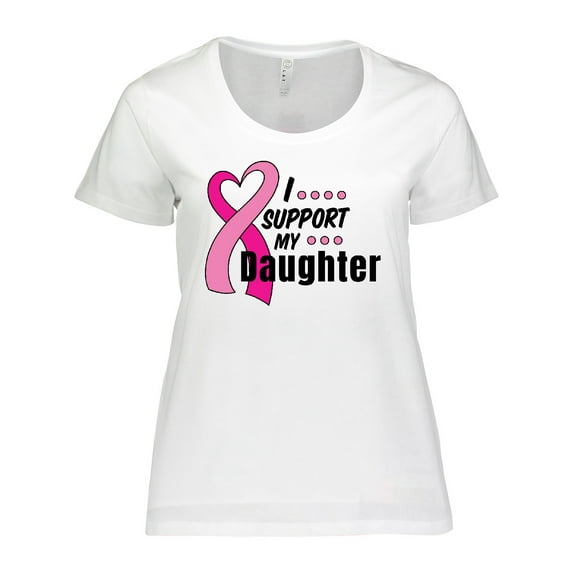 Inktastic Breast Cancer Awareness I Support My Daughter Pink Ribbon Women's Plus Size T-Shirt