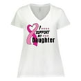thumbnail image 1 of Inktastic Breast Cancer Awareness I Support My Daughter Pink Ribbon Women's Plus Size V-Neck T-Shirt, 1 of 5