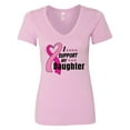thumbnail image 1 of Inktastic Breast Cancer Awareness I Support My Daughter Pink Ribbon Women's V-Neck T-Shirt, 1 of 5