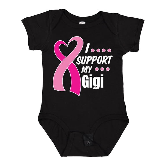 Inktastic Breast Cancer Awareness I Support My Gigi with Pink Ribbon Boys or Girls Baby Bodysuit