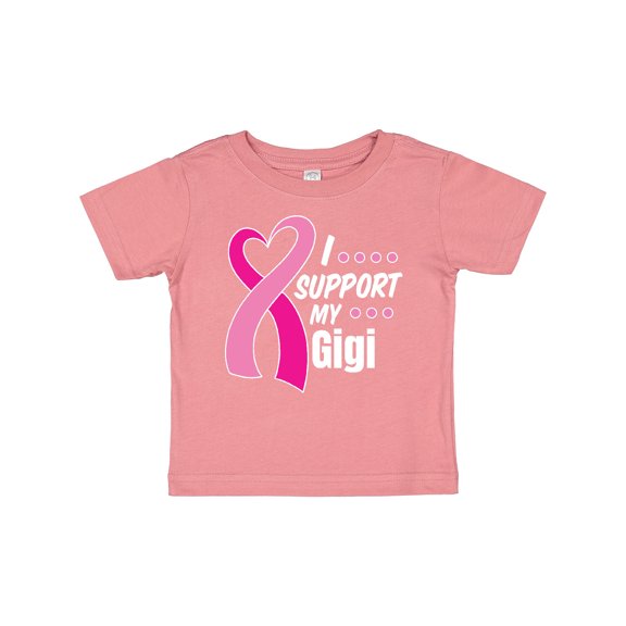 Inktastic Breast Cancer Awareness I Support My Gigi with Pink Ribbon Boys or Girls Baby T-Shirt