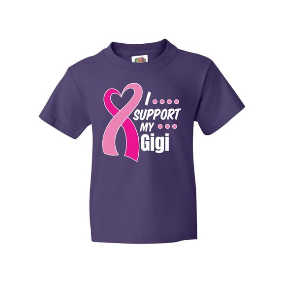 Inktastic Breast Cancer Awareness I Support My Gigi with Pink Ribbon Youth T-Shirt