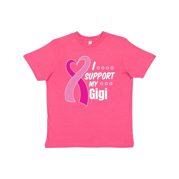 Inktastic Breast Cancer Awareness I Support My Gigi with Pink Ribbon Youth T-Shirt