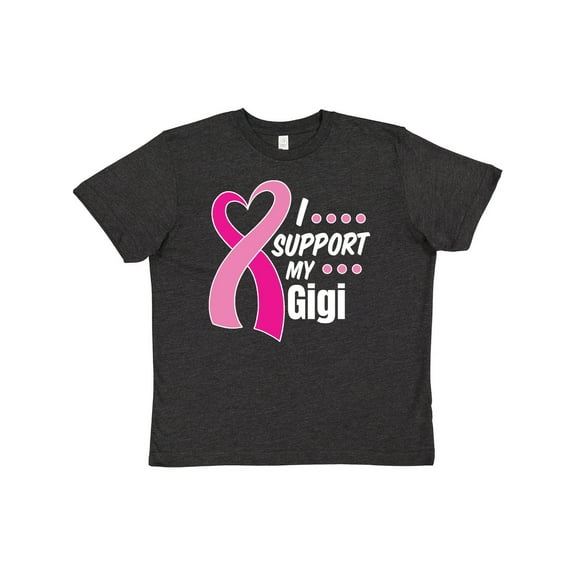 Inktastic Breast Cancer Awareness I Support My Gigi with Pink Ribbon Youth T-Shirt