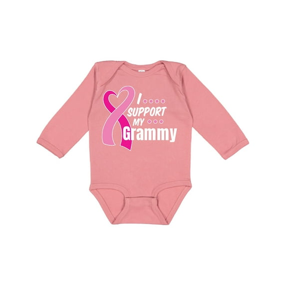Inktastic Breast Cancer Awareness I Support My Grammy with Pink Ribbon Boys or Girls Long Sleeve Baby Bodysuit
