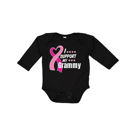 Inktastic Breast Cancer Awareness I Support My Grammy with Pink Ribbon Boys or Girls Long Sleeve Baby Bodysuit