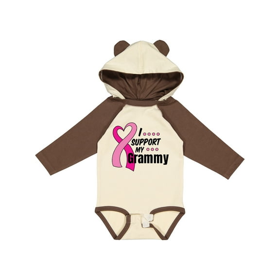 Inktastic Breast Cancer Awareness I Support My Grammy with Pink Ribbon Boys or Girls Long Sleeve Baby Bodysuit