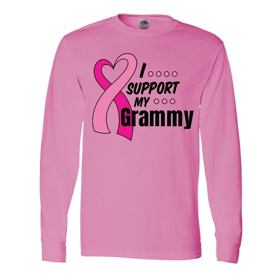 Inktastic Breast Cancer Awareness I Support My Grammy with Pink Ribbon Long Sleeve T-Shirt