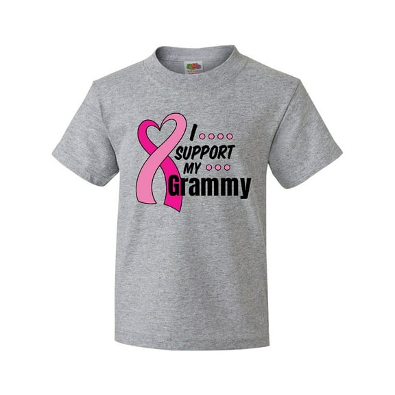 Inktastic Breast Cancer Awareness I Support My Grammy with Pink Ribbon Youth T-Shirt