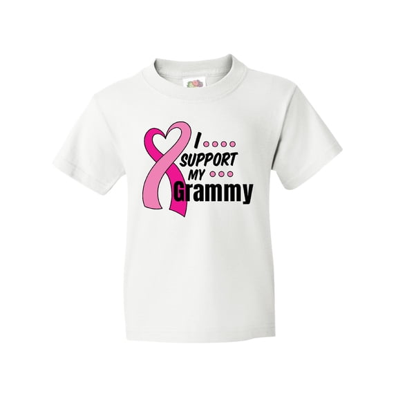 Inktastic Breast Cancer Awareness I Support My Grammy with Pink Ribbon Youth T-Shirt