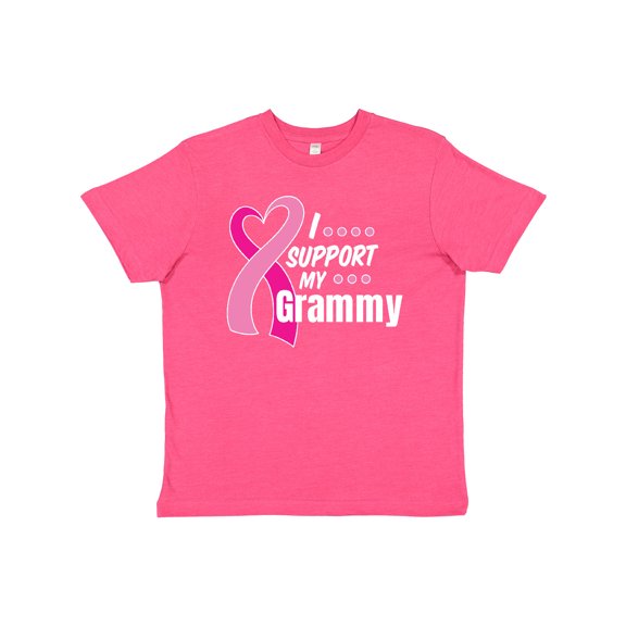 Inktastic Breast Cancer Awareness I Support My Grammy with Pink Ribbon Youth T-Shirt