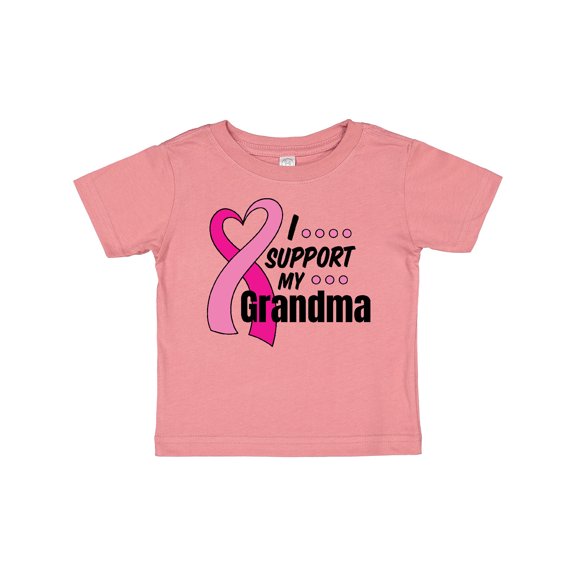 Inktastic Breast Cancer Awareness I Support My Grandma Pink Ribbon Boys or Girls Baby T-Shirt