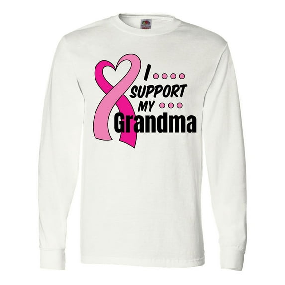 Inktastic Breast Cancer Awareness I Support My Grandma Pink Ribbon Long Sleeve T-Shirt