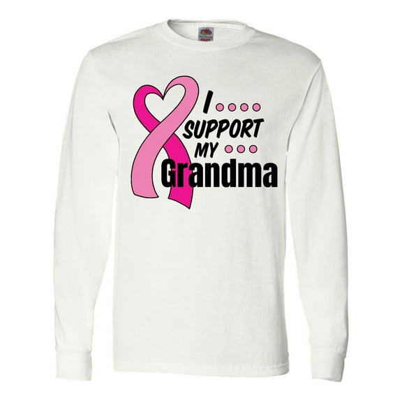 Inktastic Breast Cancer Awareness I Support My Grandma Pink Ribbon Long Sleeve T-Shirt