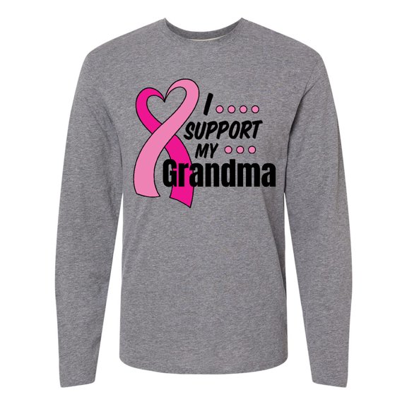 Inktastic Breast Cancer Awareness I Support My Grandma Pink Ribbon Long Sleeve T-Shirt