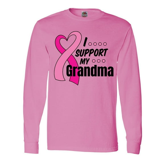 Inktastic Breast Cancer Awareness I Support My Grandma Pink Ribbon Long Sleeve T-Shirt
