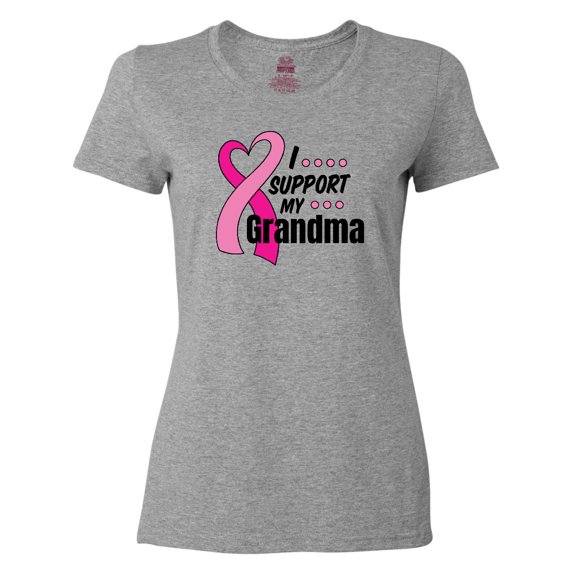 Inktastic Breast Cancer Awareness I Support My Grandma Pink Ribbon Women's T-Shirt