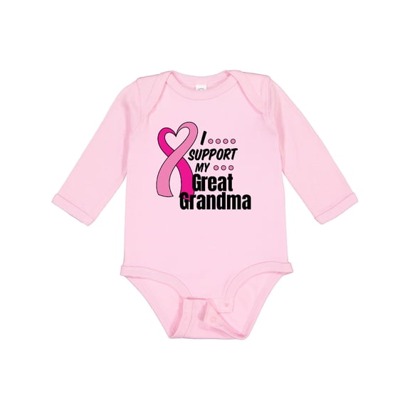 Inktastic Breast Cancer Awareness I Support My Great Grandma Boys or Girls Long Sleeve Baby Bodysuit