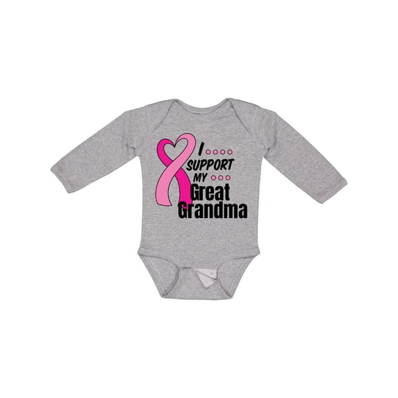Inktastic Breast Cancer Awareness I Support My Great Grandma Boys or Girls Long Sleeve Baby Bodysuit