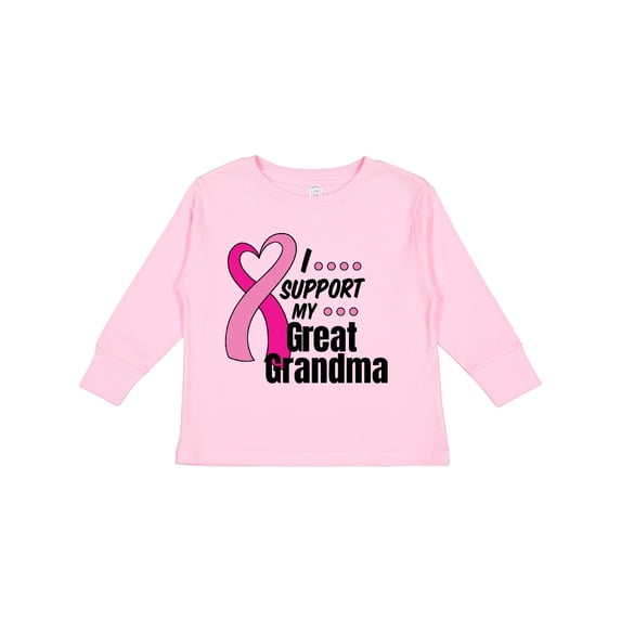 Inktastic Breast Cancer Awareness I Support My Great Grandma Boys or Girls Long Sleeve Toddler T-Shirt