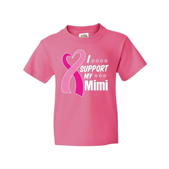 Inktastic Breast Cancer Awareness I Support My Mimi with Pink Ribbon Youth T-Shirt