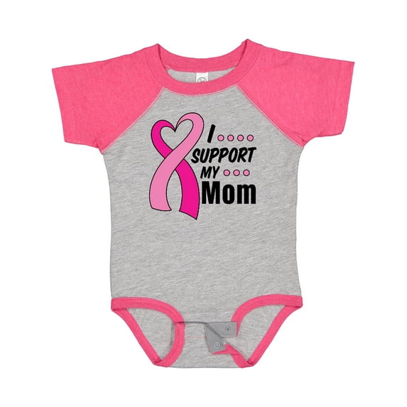 Inktastic Breast Cancer Awareness I Support My Mom with Pink Ribbon Boys or Girls Baby Bodysuit