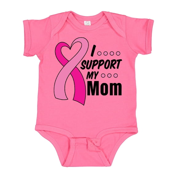 Inktastic Breast Cancer Awareness I Support My Mom with Pink Ribbon Boys or Girls Baby Bodysuit