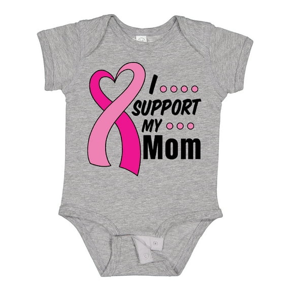 Inktastic Breast Cancer Awareness I Support My Mom with Pink Ribbon Boys or Girls Baby Bodysuit