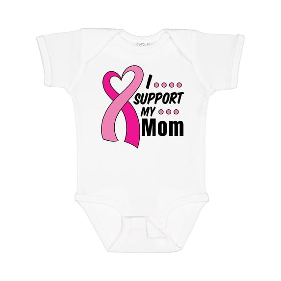 Inktastic Breast Cancer Awareness I Support My Mom with Pink Ribbon Boys or Girls Baby Bodysuit