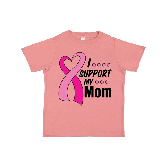 Inktastic Breast Cancer Awareness I Support My Mom with Pink Ribbon Boys or Girls Toddler T-Shirt