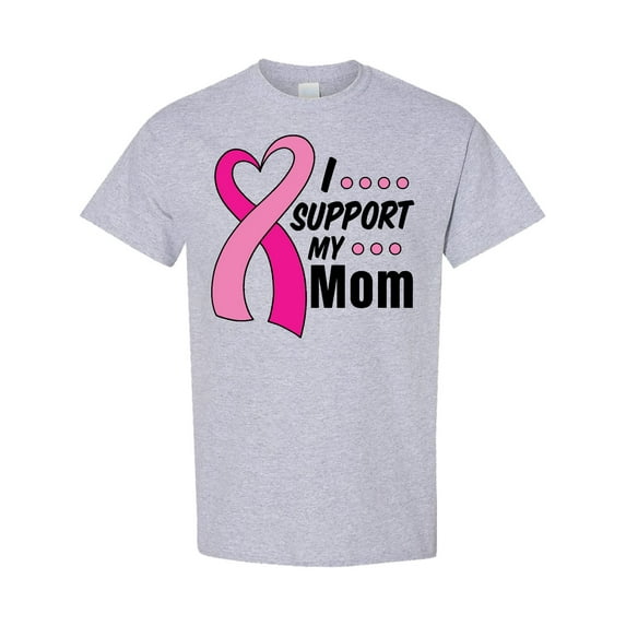 Inktastic Breast Cancer Awareness I Support My Mom with Pink Ribbon T-Shirt
